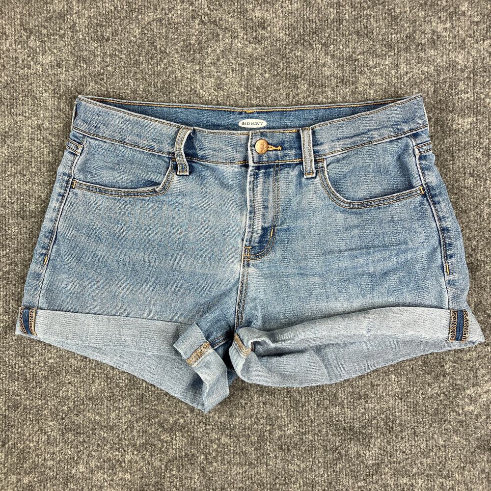 Old Navy Denim Shorts Womens Size 6 Blue‎ Jean Cuffed Casual Stretch Mid Rise